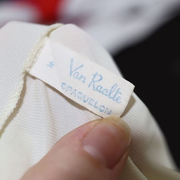 Van Raalte Vintage 1955 Off White Lace Pleated Slip Dress Large Nylon - Picture 15 of 16